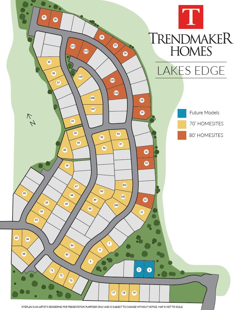 Trendmaker Homes Lakes Edge Lot Map